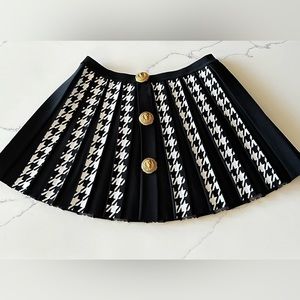 Balmain houndstooth mini with large gold lion buttons